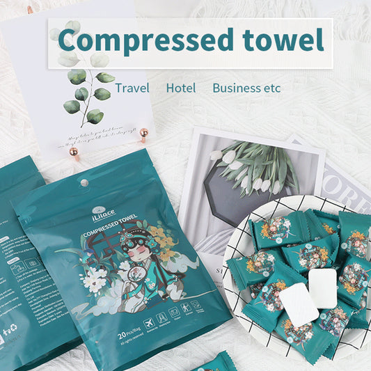 Compressed Towels1 Pack(20pcs) , Compressed Towels for Camping, Compressed Cotton Candy-Like Mini Towel, Disposable Face Compressed Towels, Camping Towels, Sports,20PCS(28×28cm)
