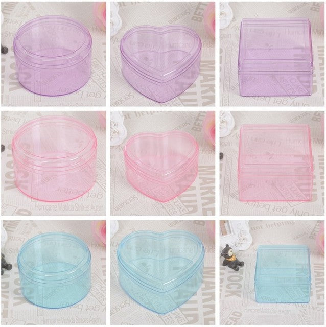 【Empty Boxes】 Pink Small Plastic Storage Box, Tiny Accessories Box Mini charms Storage Organizer Photo frames