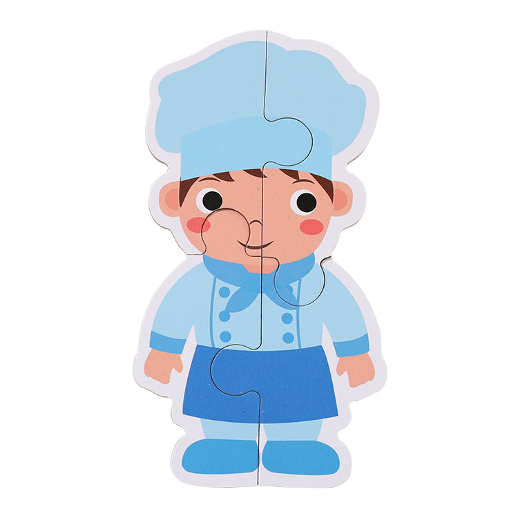 Disney Career Puzzle, Doctor, Teacher, Police, Fireman, Aviator, and Chef Mix and Match Dress-Up Wooden Play Set (33 pcs) For Improving Children's Hand-on Ability