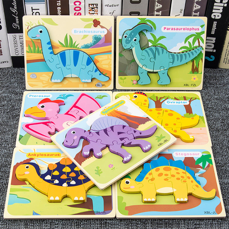Dinosaurier-Puzzlebrett Kleinkindpuzzle 6er-Pack Dinosaurier-Holzpuzzle für Kleinkinder ab 3 Jahren, entdecken Sie die Welt der Dinosaurier Lernspielzeug für Jungen und Mädchen im Vorschulalter