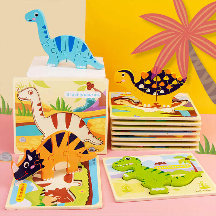 Dinosaurier-Puzzlebrett Kleinkindpuzzle 6er-Pack Dinosaurier-Holzpuzzle für Kleinkinder ab 3 Jahren, entdecken Sie die Welt der Dinosaurier Lernspielzeug für Jungen und Mädchen im Vorschulalter