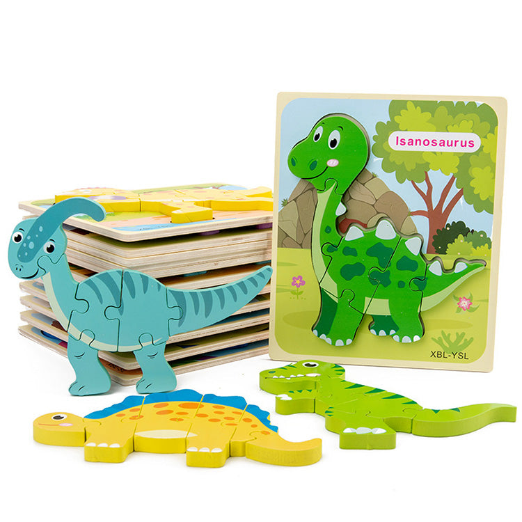 Dinosaurier-Puzzlebrett Kleinkindpuzzle 6er-Pack Dinosaurier-Holzpuzzle für Kleinkinder ab 3 Jahren, entdecken Sie die Welt der Dinosaurier Lernspielzeug für Jungen und Mädchen im Vorschulalter