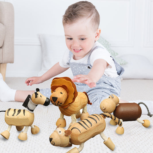 Anamalz Wooden Animal Toy for Toddlers, Fun, and Posable for Early Learning, Montessori, and STEM, Smooth Natural Wood, Boys, and Girls Amazing Gift For Children