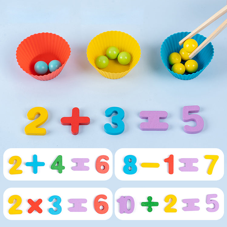 Sortieren Stapeln von Spielzeug, Holzzahlen Kognitive Operation Pairing Clip Beads Frühkindliche Bildung Arithmetik Pairing Kindergarten Lehrspielzeug, Eltern-Kind-Spiele für die Familie