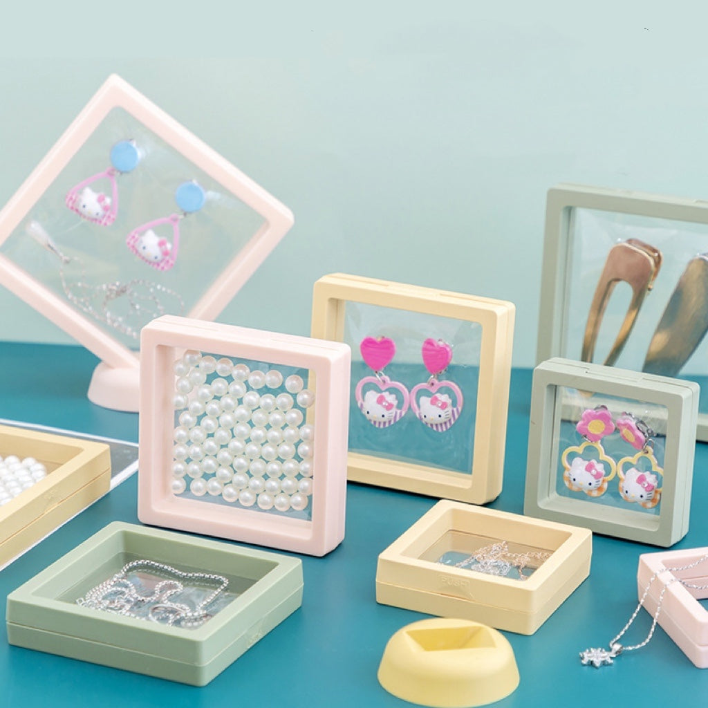 【Empty Boxes】 Pink Small Plastic Storage Box, Tiny Accessories Box Mini charms Storage Organizer Photo frames