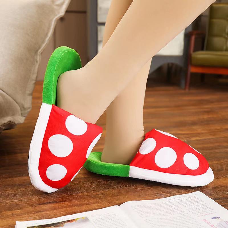 free shiping Winter Plush House Slipper Funny Cosplay Shoes Cute Cotton Shoes Home Wear Sneakers Green
