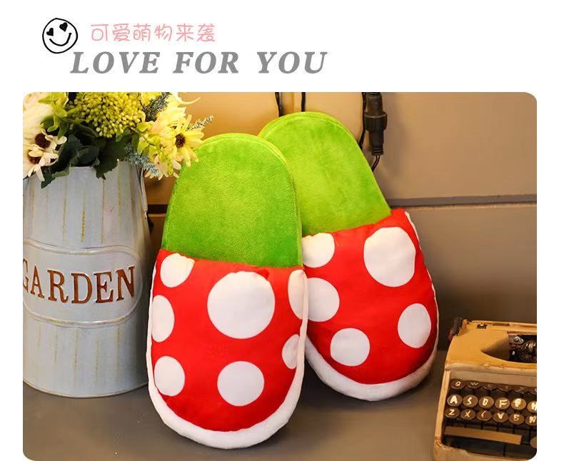 free shiping Winter Plush House Slipper Funny Cosplay Shoes Cute Cotton Shoes Home Wear Sneakers Green