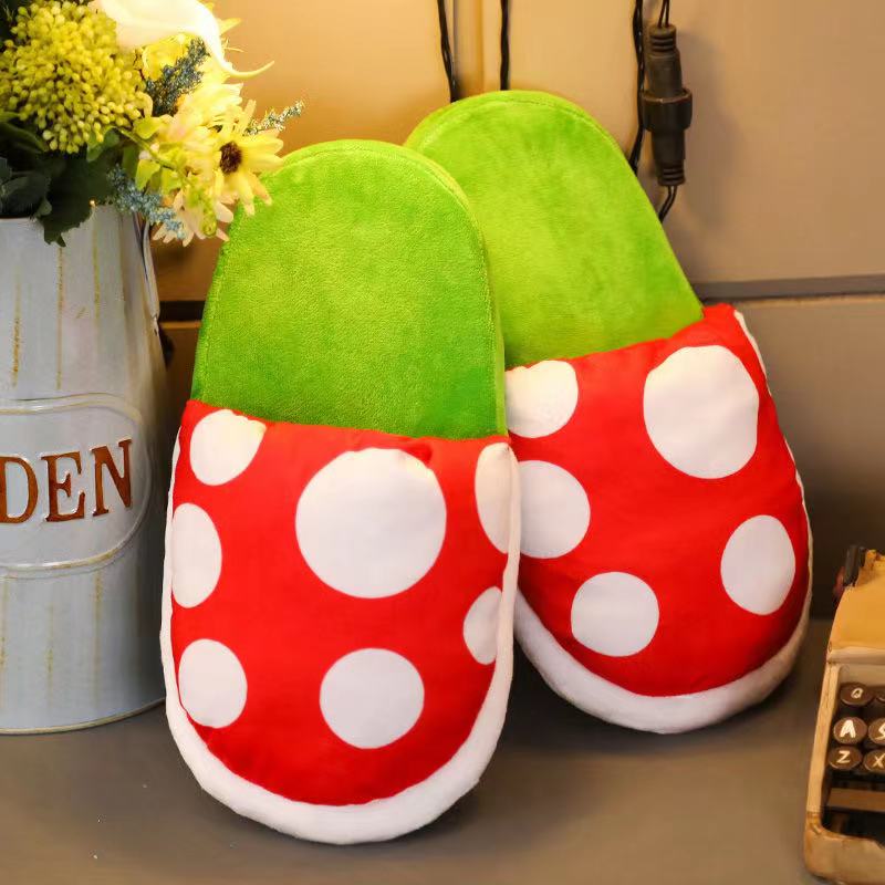 free shiping Winter Plush House Slipper Funny Cosplay Shoes Cute Cotton Shoes Home Wear Sneakers Green