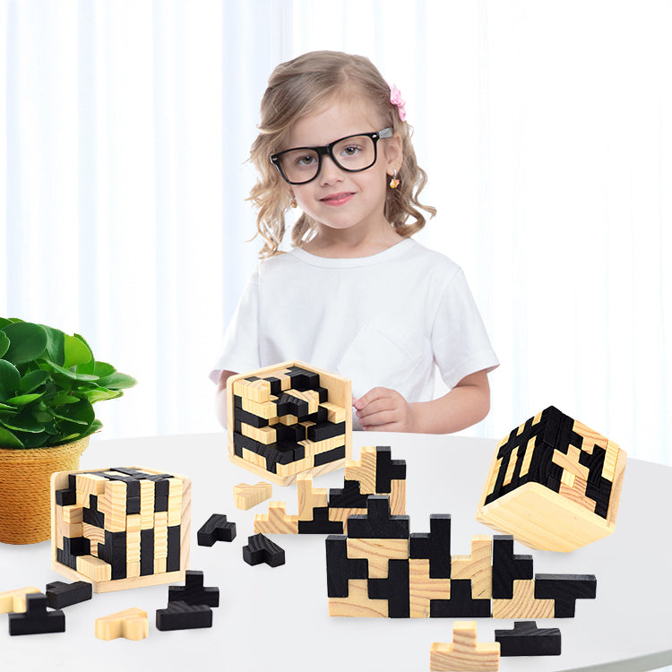 Sharp Brain Zoneのオリジナル3D木製頭の体操パズル。天才スキルビルダーのT字ピース。子供から大人まで楽しめる知育玩具。ギフト デスク パズル (オリジナル)