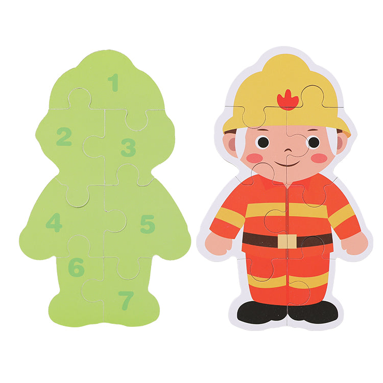 Disney Career Puzzle, Doctor, Teacher, Police, Fireman, Aviator, and Chef Mix and Match Dress-Up Wooden Play Set (33 pcs) For Improving Children's Hand-on Ability