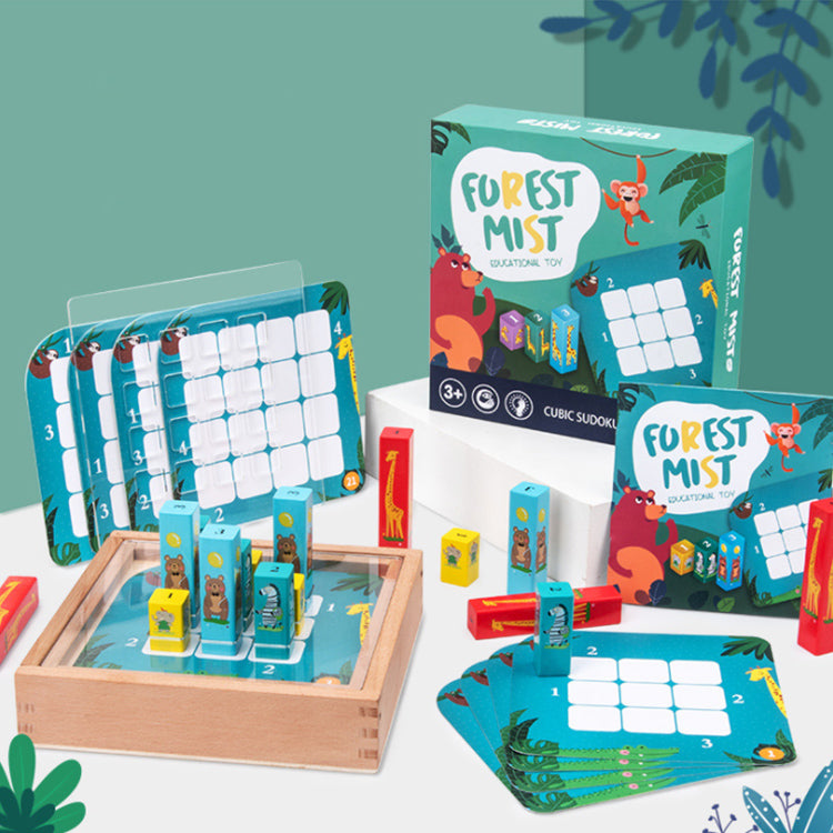 Buntes Waldnebeltier aus Holz, Lernspielzeug, Puzzle, Vorschulpuzzle, Spielzeug für Kinder und Kleinkinder ab 18 Monaten