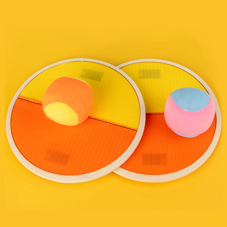 Ein niedliches Cartoon-Design, Wurf- und Fangballspiel, Outdoor-Spiel für Kinder, Hinterhofspiele, Strandspiel für Kinder (aufgerüstet) (2 Paddles 2 Balls)