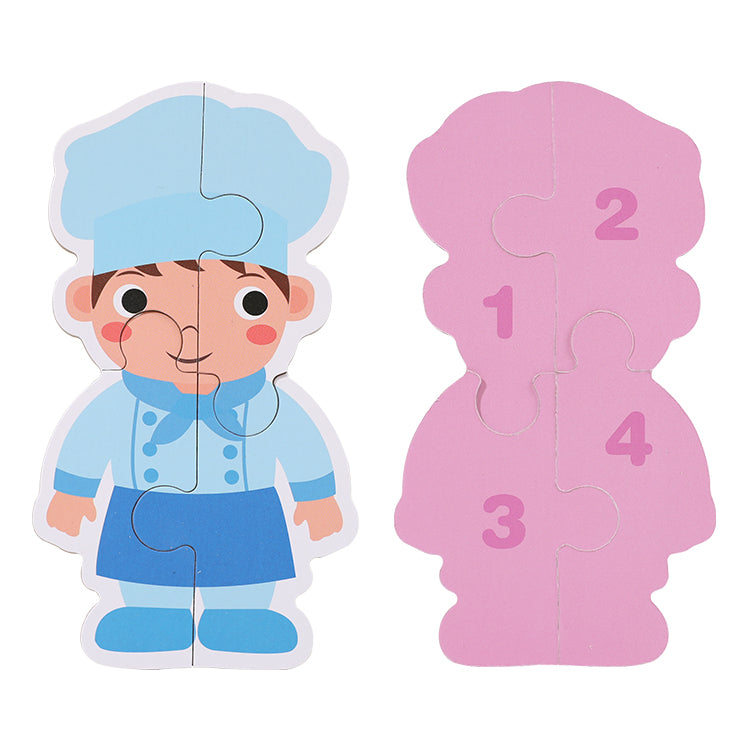 Disney Career Puzzle, Doctor, Teacher, Police, Fireman, Aviator, and Chef Mix and Match Dress-Up Wooden Play Set (33 pcs) For Improving Children's Hand-on Ability