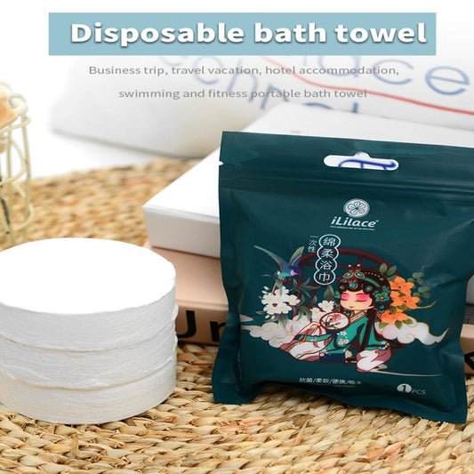 iLilace Disposable Large Coin 70x140cm Bath Towel White Soft Bath Wipe Portable And Breathable Thick Bath Cloths For Travel Hotel Business Trip