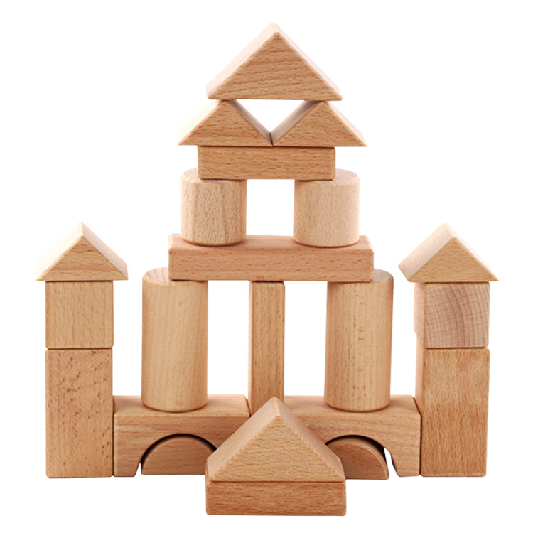 Wooden Building Blocks Set, 22 PCS Natural Wood Stacking Block Toy, DIY Wood Block Kit, Montessori Learning Birthday Gifts for 2 3 4 5 Year Olds Toddlers Kids Boys Girls Children