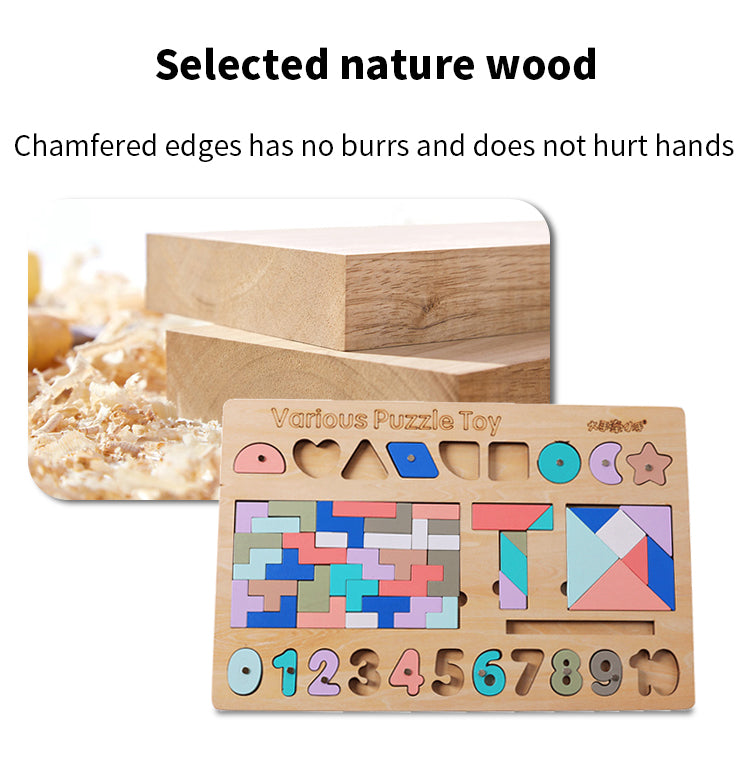 Spielzeug 5-in-1-Multifunktionsspielzeug aus Holz, pädagogische Matheform, Zahl, Holzpuzzle für Kinder