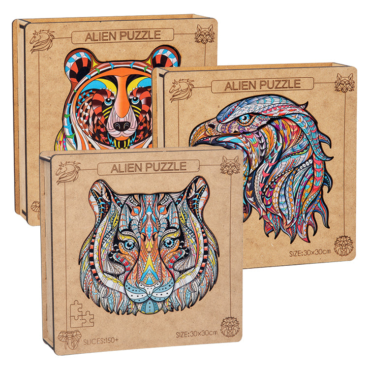 Holzpuzzles - Außerirdisches Tierpuzzle Tierisches Holzpuzzle in einzigartiger Form, das beste Geschenk für Erwachsene und Kinder, Familienspielsammlung