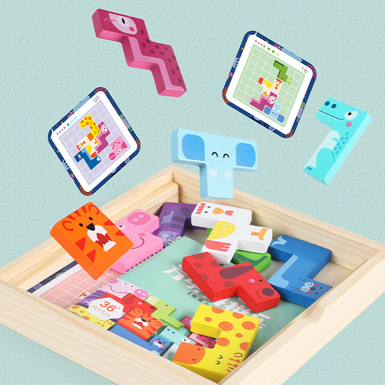 動物キューブパズル 木製パズル 頭の体操 おもちゃ ビルディングブロック ゲーム 木製パズル 知育玩具 未就学児 子供用