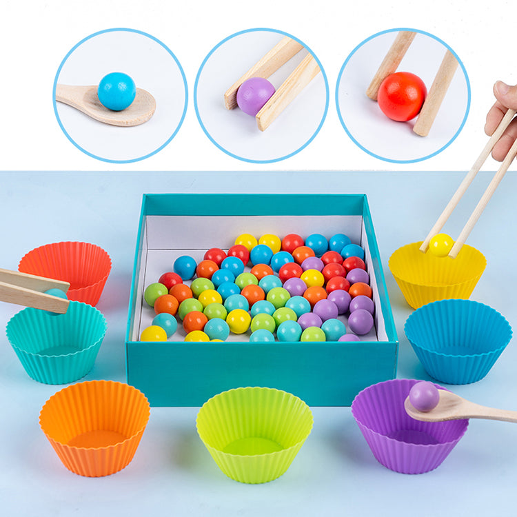 Sortieren Stapeln von Spielzeug, Holzzahlen Kognitive Operation Pairing Clip Beads Frühkindliche Bildung Arithmetik Pairing Kindergarten Lehrspielzeug, Eltern-Kind-Spiele für die Familie