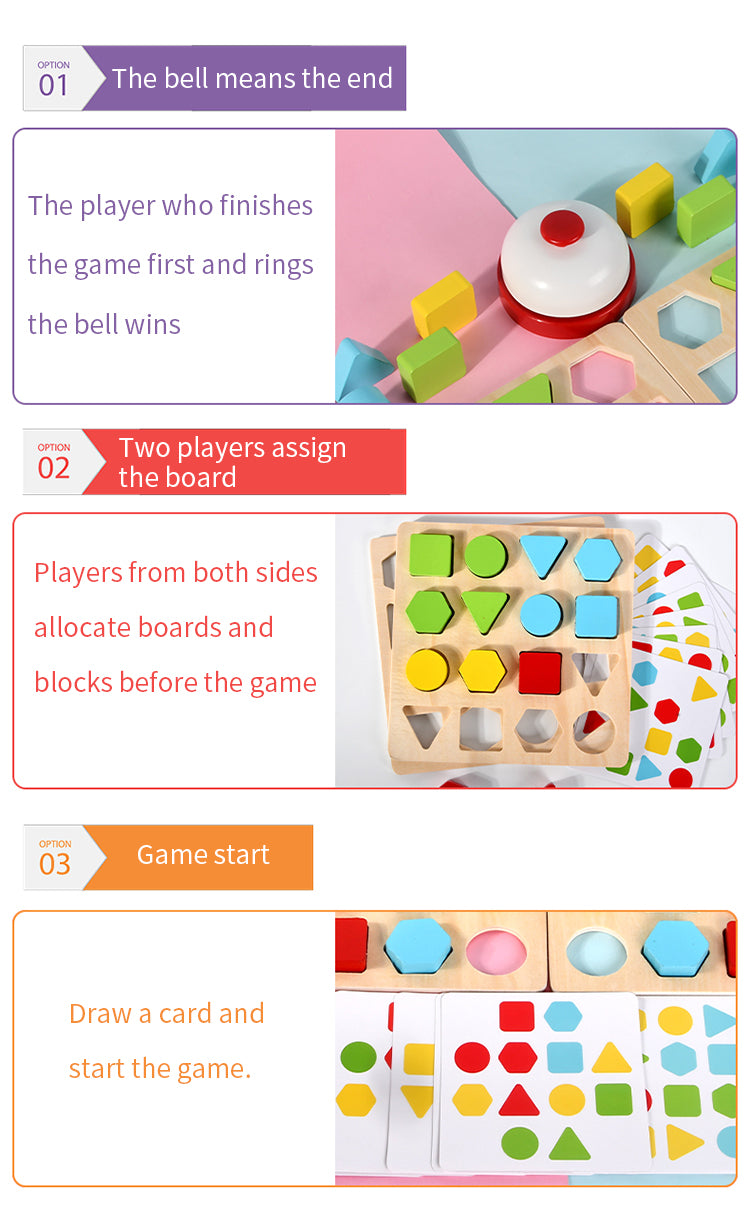 Two-Player Kids Geometric Battle Game Puzzle Toys Shape Color Sorting Matching Peg Puzzle Early Educational Toys