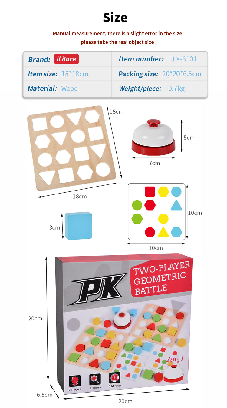 Two-Player Kids Geometric Battle Game Puzzle Toys Shape Color Sorting Matching Peg Puzzle Early Educational Toys