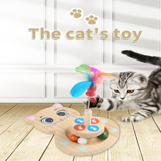 Cat Ball Track Cat Toys Safety Material Wooden Natural Cat Toy of Play Circle Track with Moving Balls Satisfies Kitty’s Hunting, Chasing & Exercising Needs Pet Supplies