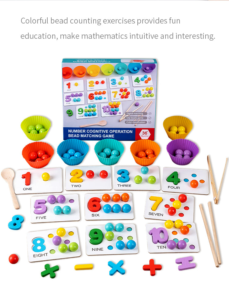Clip Bead Number Pairing Game 3D Puzzles Wooden Early Educational Eltern-Kind-Interaktionsspiel für Kinder