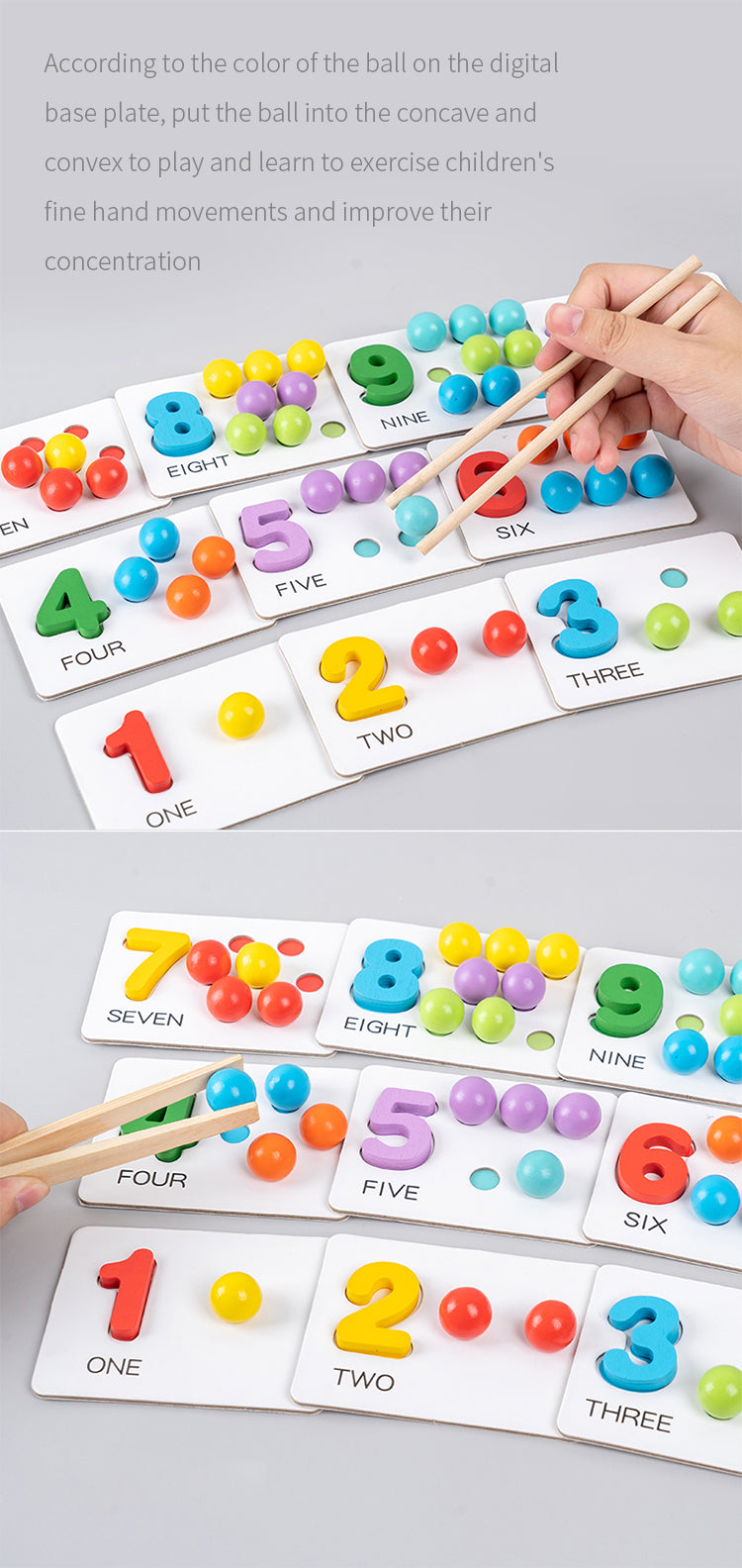Clip Bead Number Pairing Game 3D Puzzles Wooden Early Educational Eltern-Kind-Interaktionsspiel für Kinder