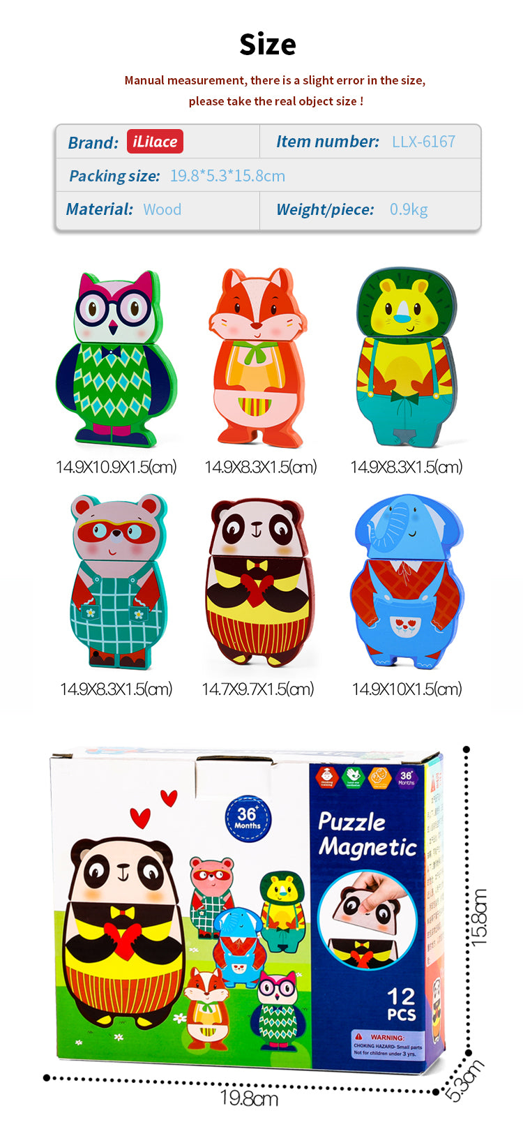 Kinder Magnetci Tierpuzzle Vorschule Pädagogisches MagneticToy für Kleinkinder Kinder Jungen Mädchen Bauen Magnetblöcke Puzzle