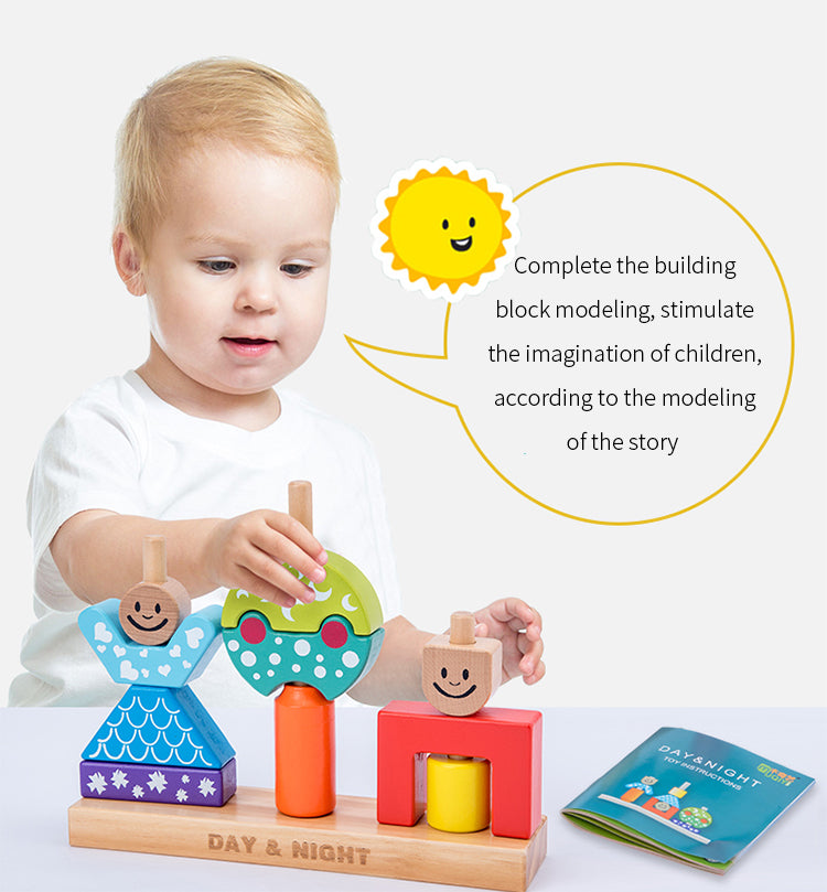 Kinder Holzpuzzle Sortier- und Stapelspiel Montessori Lernspielzeug für Kleinkinder Kinder Bausteinsets