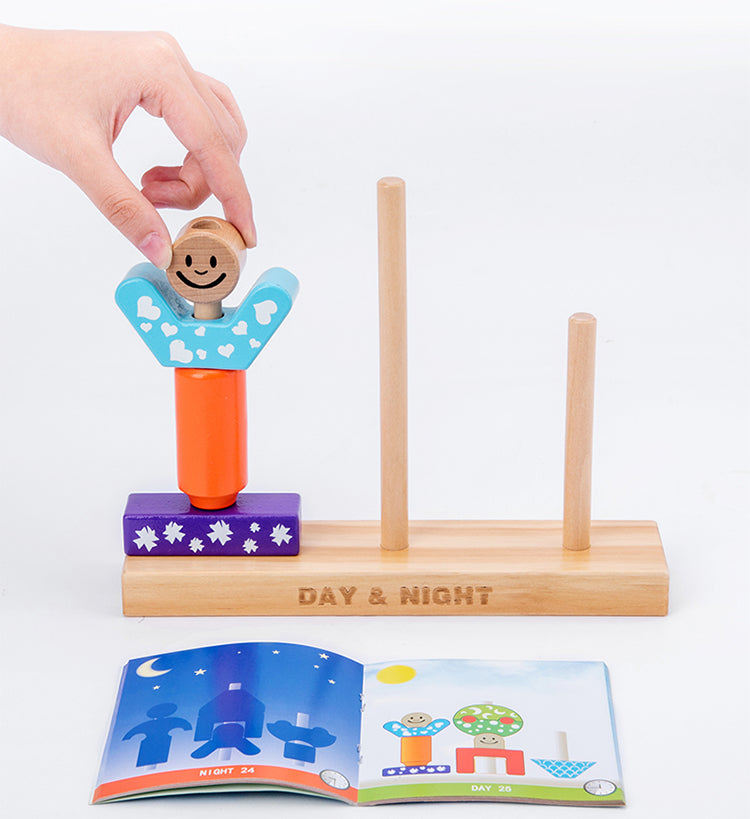Kinder Holzpuzzle Sortier- und Stapelspiel Montessori Lernspielzeug für Kleinkinder Kinder Bausteinsets