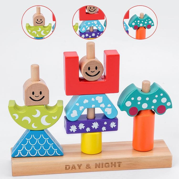 Kinder Holzpuzzle Sortier- und Stapelspiel Montessori Lernspielzeug für Kleinkinder Kinder Bausteinsets