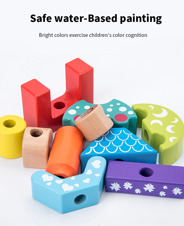 Kinder Holzpuzzle Sortier- und Stapelspiel Montessori Lernspielzeug für Kleinkinder Kinder Bausteinsets
