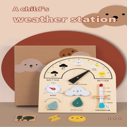 A Child's Weather Station Busy Board Toy Kids Montessori Toys For 3-5 Years Old Wooden Weather Learning Station Board Educational Toys Gift For Kids