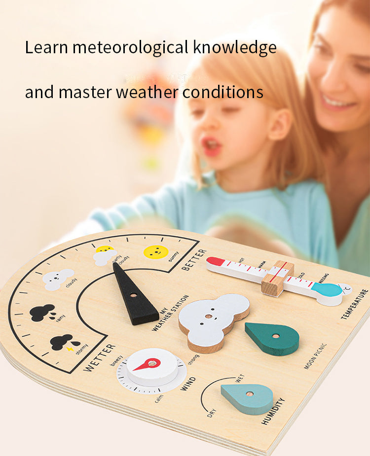 A Child's Weather Station Busy Board Toy Kids Montessori Toys For 3-5 Years Old Wooden Weather Learning Station Board Educational Toys Gift For Kids