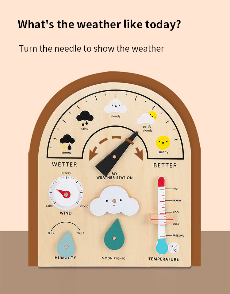 A Child's Weather Station Busy Board Toy Kids Montessori Toys For 3-5 Years Old Wooden Weather Learning Station Board Educational Toys Gift For Kids