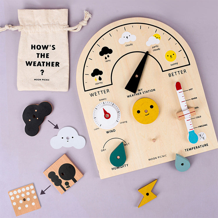 A Child's Weather Station Busy Board Toy Kids Montessori Toys For 3-5 Years Old Wooden Weather Learning Station Board Educational Toys Gift For Kids