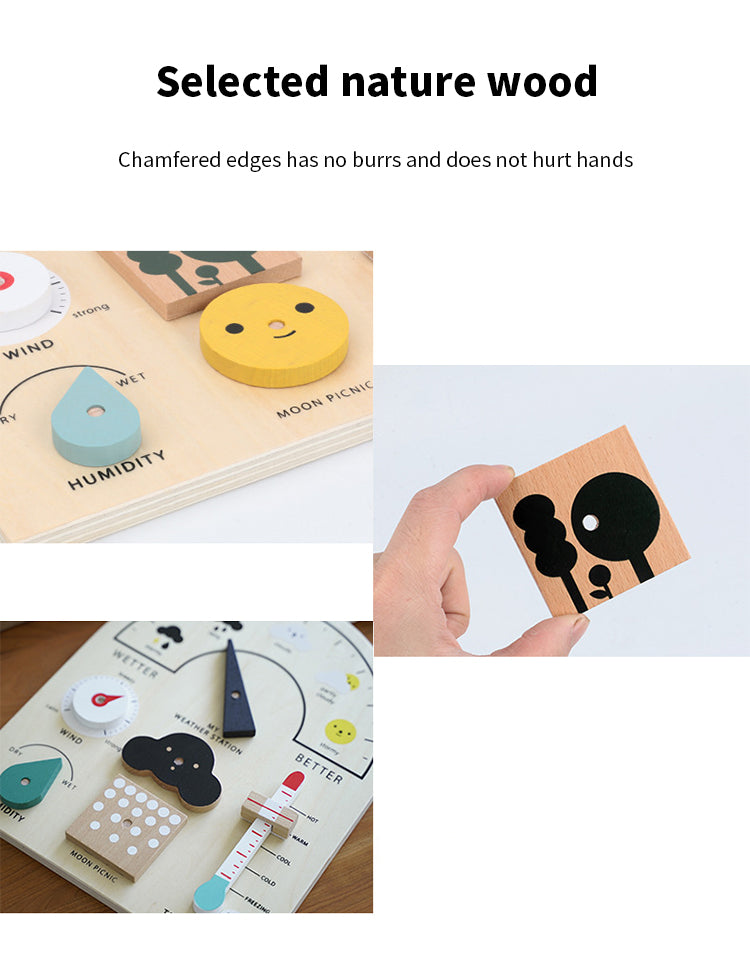 A Child's Weather Station Busy Board Toy Kids Montessori Toys For 3-5 Years Old Wooden Weather Learning Station Board Educational Toys Gift For Kids