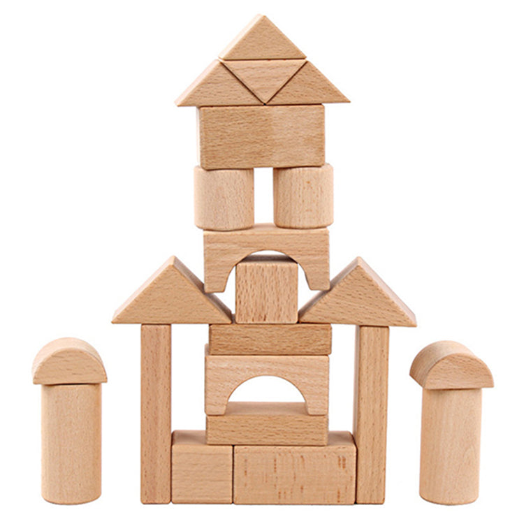 Wooden Building Blocks Set, 22 PCS Natural Wood Stacking Block Toy, DIY Wood Block Kit, Montessori Learning Birthday Gifts for 2 3 4 5 Year Olds Toddlers Kids Boys Girls Children