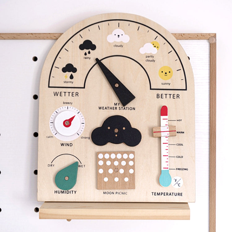 A Child's Weather Station Busy Board Toy Kids Montessori Toys For 3-5 Years Old Wooden Weather Learning Station Board Educational Toys Gift For Kids
