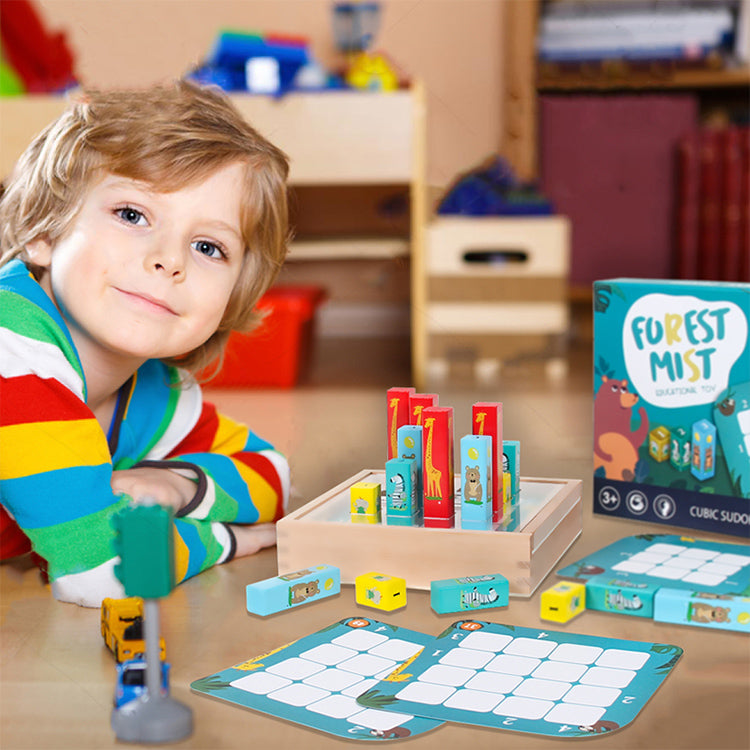 Buntes Waldnebeltier aus Holz, Lernspielzeug, Puzzle, Vorschulpuzzle, Spielzeug für Kinder und Kleinkinder ab 18 Monaten