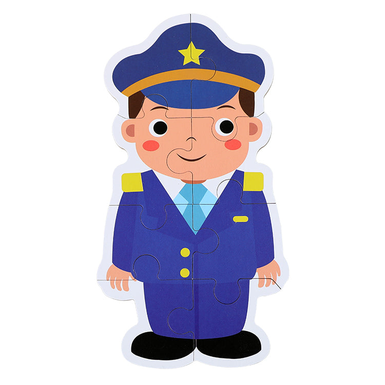 Disney Career Puzzle, Doctor, Teacher, Police, Fireman, Aviator, and Chef Mix and Match Dress-Up Wooden Play Set (33 pcs) For Improving Children's Hand-on Ability