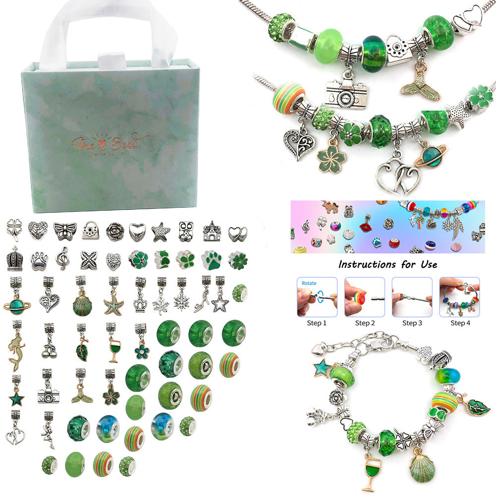 Pink Gift Set Children's Creative DIY Handmade Crystal Bracelet Jewelry Metal