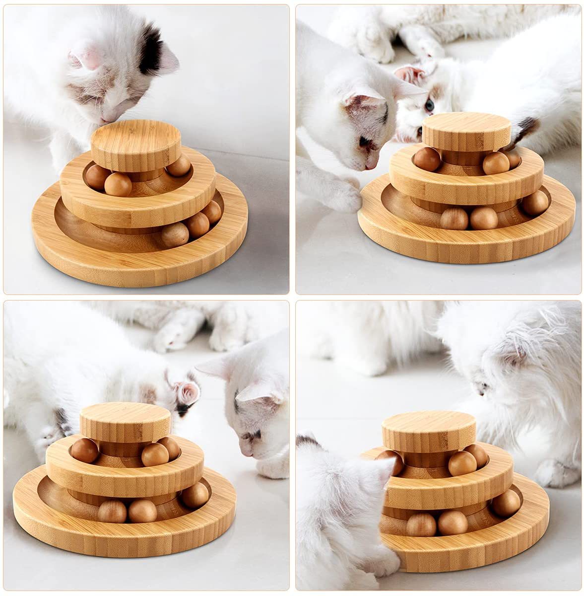 Katzenkugelbahn, Katzenkugelspielzeug, Kitty Toys Roller, 2-stufiger Katzenkugelturm Interaktives Katzenspielzeug