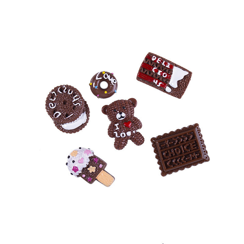 Chocolate Bear Biscuit Cream Resin Flatbacks Accessories DIY Simulation Food