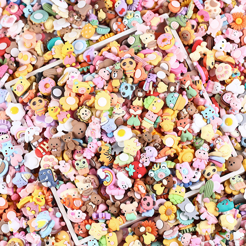 Link#1【A Full Mountain Up Basket of charms】【Live Packing】 DIY Resin Acrylic Minicharms for crafting Hair Clip Big Charms Packed in Basket