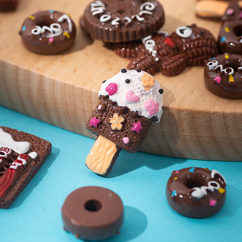 Chocolate Bear Biscuit Cream Resin Flatbacks Accessories DIY Simulation Food