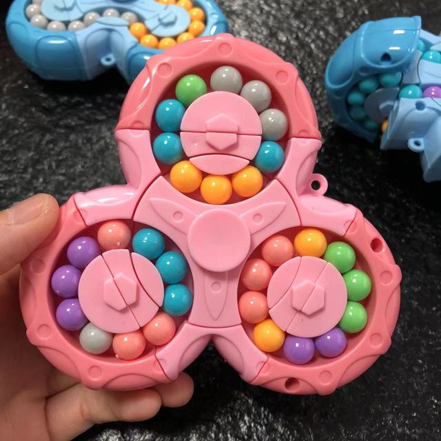 Rotating Magic Beans Gyro Magic Cube Adults Kids Fingertip Stress Relief Spin Bead Puzzles Children Education Game
