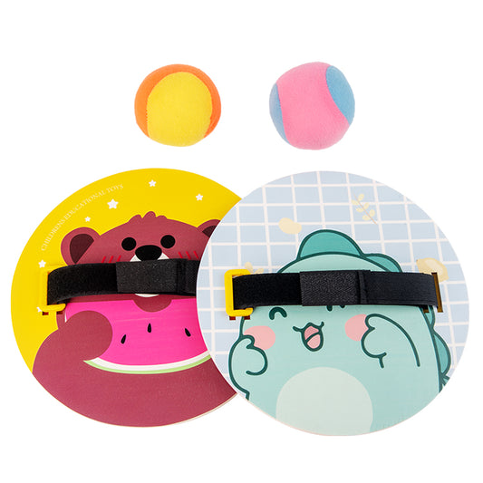 A Cute Cartoon Design Toss and Catch Ball Game Outdoor Game for Kids Backyard Games Beach Game for Kids (Upgraded) (2 Paddles 2 Balls)