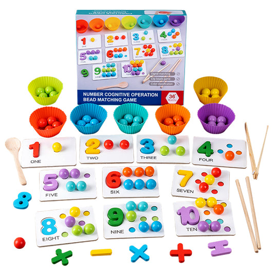 Sorting Stacking Toys, Wooden Numbers Cognitives Operation Pairing Clip Beads Early Childhood Education Arithmetic Pairing Kindergarten Teaching Toys, Family Parent-Child Games